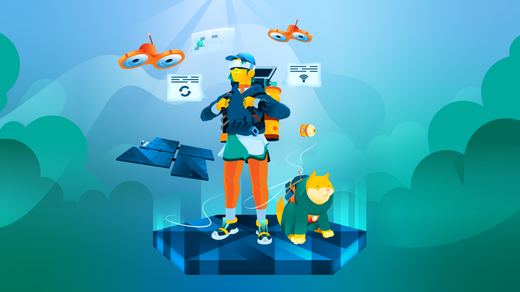 Illustration representation av framtidens väskor